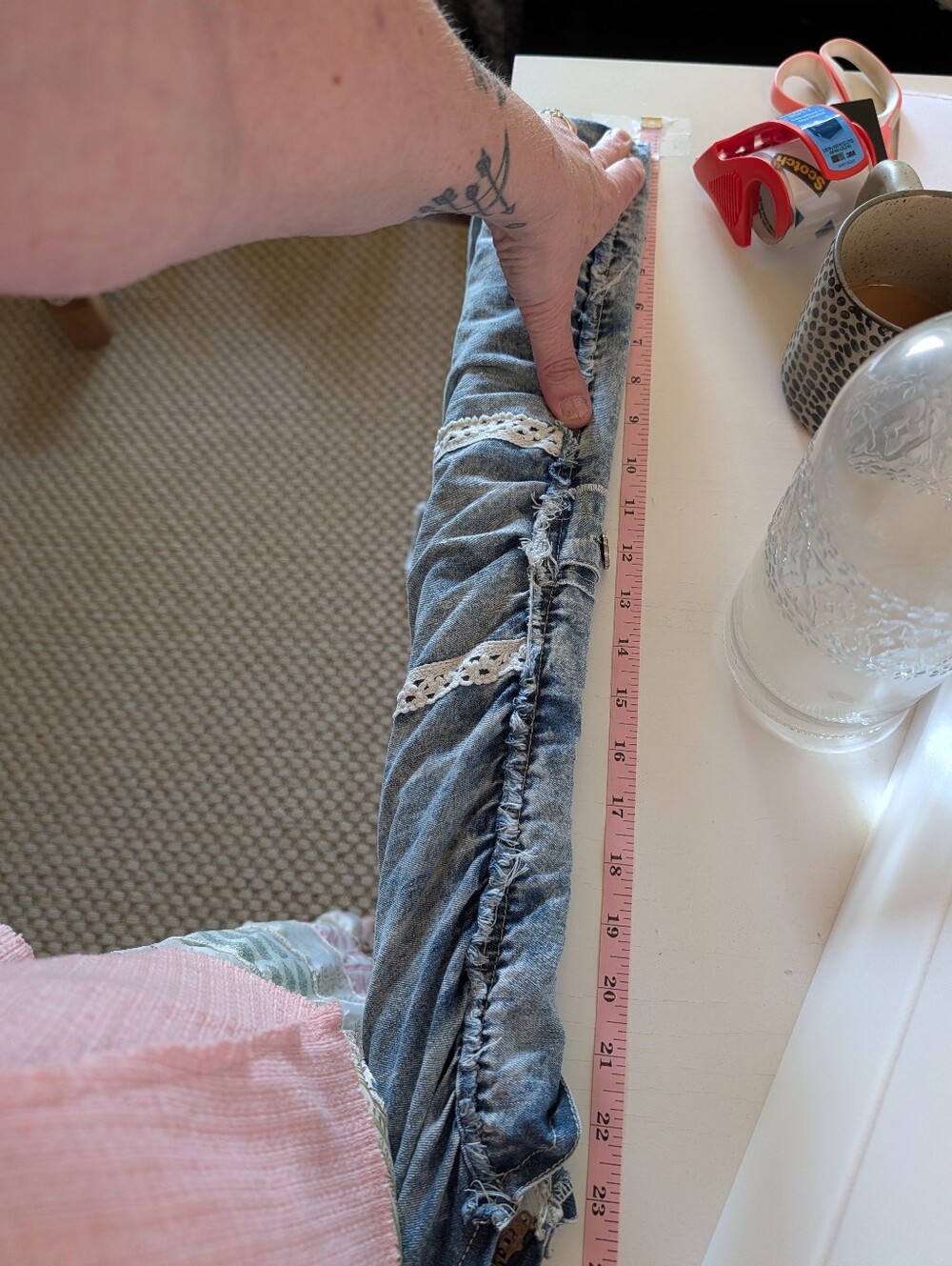 POL LONG OVERALL DRESS-DENIM, CROCHET POCKET, RUFFLES*New Collection For Summer - Picture 5 of 7